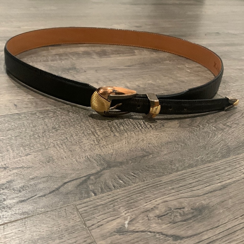 Onyx Brand Black Belt Heavy Two Toned Hardware Vintage